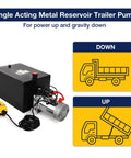 Lfgud 20 Quart Hydraulic Power Unit With Metal Tank 3200PSI Single Acting Pump and Control Remote 12V DC Motor with yellow operation buttons