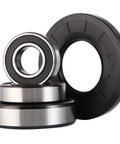 Heavy Duty Washer Tub Bearing Replacement Kit With Double Lip Shaft Seal For Top Load Dryers Replacing Wh45x10071 Includes Precision Abec5 Bearings stacked photo showing black seals and steel ball bearings.