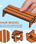 Two Pack Miniature Wooden Benches For Dollhouse Furniture And Fairy Garden Decor Realistic Retro Brown Wood Look
