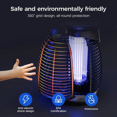 Child reaching towards LED Bug Zapper For Home And Outdoors With Powerful Mosquito Killer Light That Attracts Mosquitoes At Night And Covers Up To 2000 Square Feet For Patio Backyard Kitchen And Indoor Use