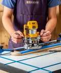 Bit Saver Hold Down Clamps For CNC Routers, Five And A Half Inch Long By One And A Quarter Inch Wide, Two Pack in use on wood