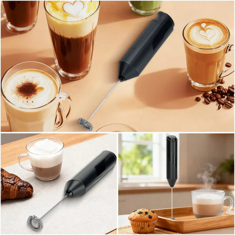 Handheld Milk Frother Battery Operated Electric Foam Maker Wand With Stainless Steel Whisk For Coffee Latte Cappuccino