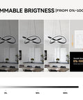 Cool Modern Irregular Ring LED Pendant Light Fixture dimmable brightness demonstration in dining room setting