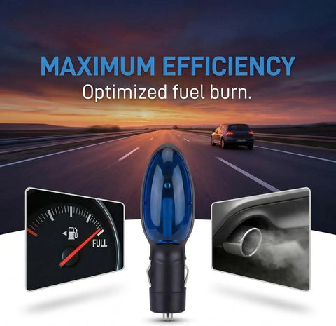 Plug In Gas Saver For Cars And Trucks Set Of Three That Boosts Gasoline And Diesel Efficiency Instantly, Optimizes Combustion With Water And Lubricants image showing the device with a fuel gauge and exhaust
