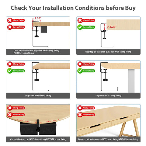 Installation conditions for Two Pack 16 Inch Under Desk Cable Management Trays Expandable To 32 Inches No Drill Mount Cord Organizer Black