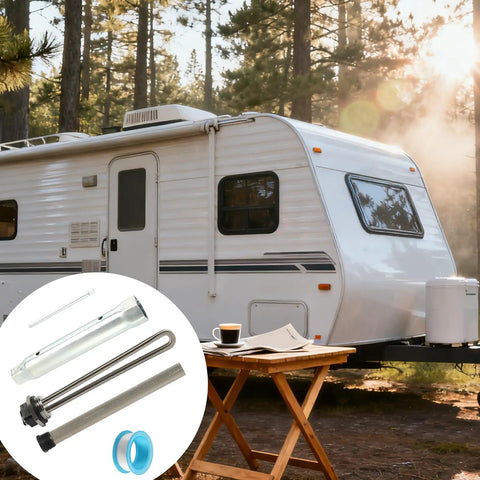 Water Heater Parts Replacement Bundle With Anode Rod And Sleeve For Campers Fits Most Electric RV And Camper Water Heaters 520900 520789 Replacement Kit Durable Heat Transfer Tube And Overheat Protection. RV camper water heater parts kit with tube, sleeve, and anode rod