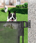 Top Tier Retractable Baby Gate Replacement Kit for 55 Inch Wide by 33 Inch Tall Doorways showing easy installation with pets.