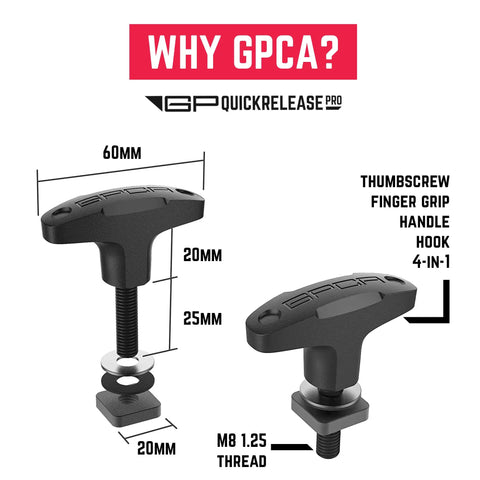 Quick Swap Hardtop Thumbscrews M8 X 25mm Bolts For Ford Bronco And Jeep Wrangler showing dimensions and design details.