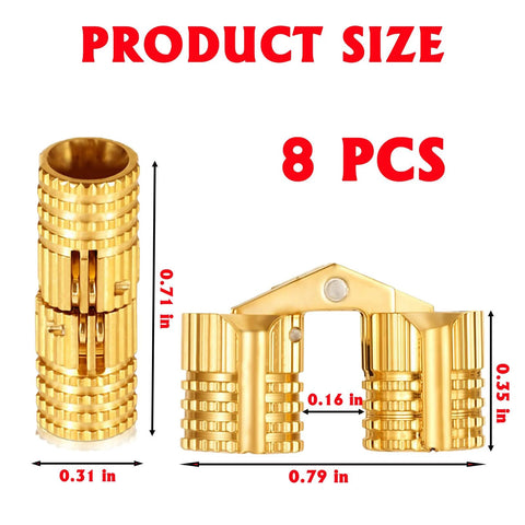 Hidden Brass Barrel Hinges Set For DIY Jewelry Boxes And Small Cabinets With 180 Degree Opening 8mm Concealed Hinges