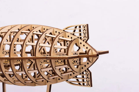 Side view of a 3D Jigsaw Puzzle Construction Set DIY Mechanical Model Build Kit Laser Cut Woodcraft Puzzle Challenge Gift