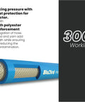 Heavy Duty 3/4 X 50 Ft Rubber Air Hose Rated For 300 Psi With Reinforced Braid displayed with working pressure details.