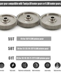 High Speed 61T Spur Gear For TT01 RC Cars 0.6M Pinion Gears Upgrade Part showing 55T, 58T, and 61T machined spur gears
