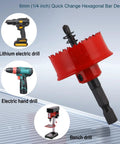 Bi-Metal Impact Hole Saw Kit With Three Saw Blades Seven-Eighths Inch, One And One-Eighth Inch, One And Three-Eighths Inch, Plus Double Ended Driver Bit, Thin Wall Circular Drill Set For Cutting Metal Wood And Plastics drill compatibility.