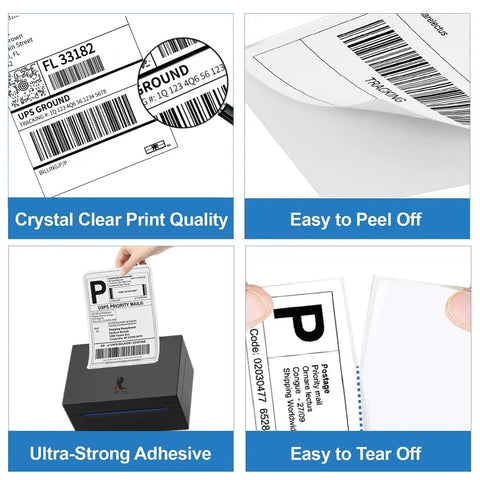 4x6 Thermal Shipping Labels 500 Per Stack With Fanfold, BPA Free, Waterproof And Oil Resistant, for Rollo Zebra MUNBYN Printers