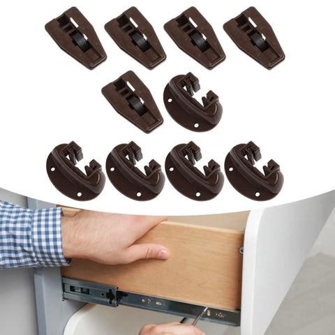 10 Piece Drawer Slides Set With Roller Guides In Durable PP Material shown with drawer installation