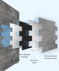 Exploded view of Peel And Stick Rustic Wood Stone Slate Backsplash Tiles For Kitchen Waterproof And Heat Resistant Distressed Silvery Moon Finish