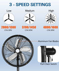 18 Inch Oscillating High Velocity Outdoor Pedestal Misting Fan With 3 Speed Settings, Adjustable Height, 120 Degree Oscillation diagram