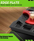 Close-up of Heavy Duty Track Saw Square With Quick Positive Angle Stops showing edge plate for stability on guide tracks.