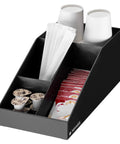 Coffee Station Organizer With 4 Compartments Perfect For Storing Coffee Pods Sugar Creamer Stirrers And Tea Bags On Your Office Or Kitchen Countertop For Quick Grab And Go Access And Neat Countertop Organization