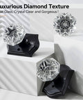 Five Pack Black Vintage Crystal Glass Door Knobs With Lock For Privacy Use Heavy Duty Zinc Alloy Backplates And Matte Finish Doorknob Set Ideal For Interior Doors Easy To Install And Durable Privacy Locking