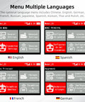 Menu interface of the 16 Channel RC Transmitter And R16F Telemetry Receiver With Pro Grade Multi Protocol in multiple languages