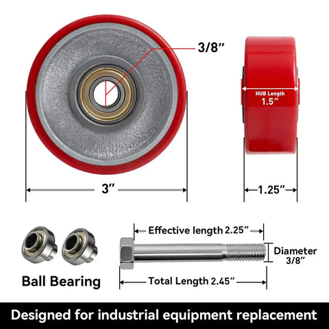 3 Inch Polyurethane Caster Wheels With Cast Iron Core Set Of 4 Beefed Up Industrial Replacement Wheels for carts equipment