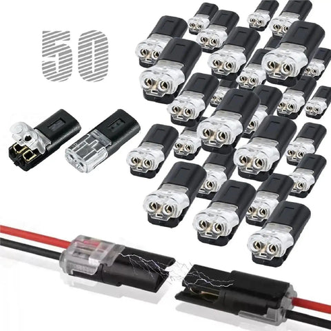 Get A Fast Fix With Double Wire Locking Plugs, 30 Pcs Of 2 Pin Pluggable Connectors That Skip The Strip Job For Home Lighting And Quick Wiring Jobs Without Tools. 30 clear plastic 2-pin wire locking plugs, pack of 30, for quick home lighting wiring