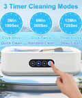 Deep Clean Ultrasonic Jewelry Cleaner 48kHz Machine With 22oz 304 Stainless Steel Tank, settings display with finger pressing button