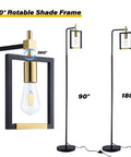 6006 Floor Lamp Black Edition Modern Tall Standing Light For Living Room Slim Metal Design Easy Assembly Durable Black Finish