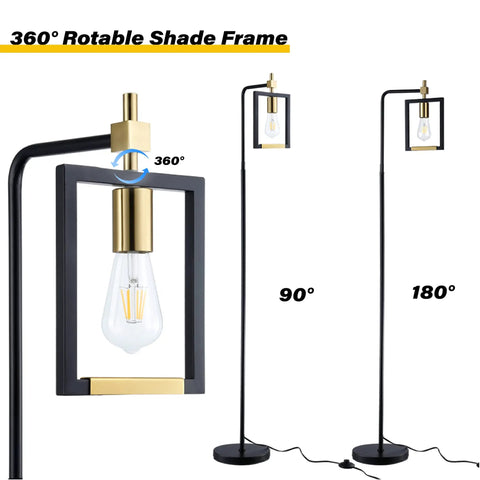 6006 Floor Lamp Black Edition Modern Tall Standing Light For Living Room Slim Metal Design Easy Assembly Durable Black Finish