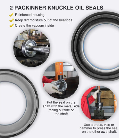 All In One Front Axle Seal Kit For Dana 50/60 Front Axle On Ford Super Duty 1998-2004 knuckle oil seals installation process