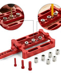 Self Centering Doweling Jig Kit For Woodworking Joinery With 6mm 8mm 10mm Dowel Holes, Steel Bushings, Adjustable Locator Tool