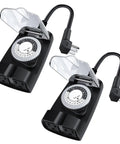 Heavy Duty Waterproof Outdoor Light Timer 24 Hour Dual Socket Plug With 48 Settings For Christmas Lights Pool Pumps And Garden Irrigation Rock Solid 2 Pack, black dual timer with protective cover.