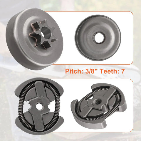 Beefed-Up 325-7T Sprocket And Clutch Drum Kit For Chainsaw Replacement Parts with 3/8" Pitch, 7 Teeth, Heavy Duty Construction