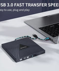 External CD DVD Drive For Laptop And PC USB C Portable Disk Burner Reader Writer CD RW DVD RW connected to a laptop