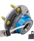 Close-up of Pair Front Wheel Bearing Hub Assemblies for 2000-2013 Chevrolet Impala with 5-Bolt ABS, showing connection details.