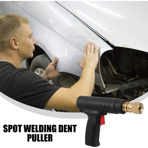 Handheld Auto Body Welder Spot Welding Equipment with man repairing car dent