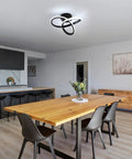Modern LED Ceiling Light 22W Spiral Design Fixture 6500K Cool White 2000 Lumens Flush Mount in kitchen setting, black finish