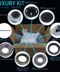 Trailer Hub Kit 5 On 4.5 Inch 2000 Lb Axle 5 Lug Trailer Hub Fits 1 Inch And 1-1/16 Inch Spindles, includes components displayed on box