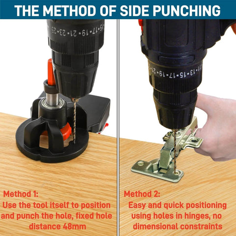 Concealed Hinge Jig With 35mm Hole Punch And Quick Clamp, Pro Grade Positioning Drill Guide For Cabinet Doors in action