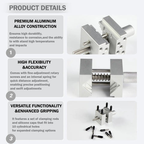 Slick Tabletop Mini Vise Legit Heavy Duty Bench Clamp For Jewelry Crafting Electronics Repair And Gunpla Assembly aluminum construction features.