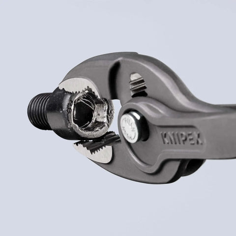 Slim Front And Side Grip Pliers With Box Joint And Push Button Adjustment For Tight Spots, 200 Mm gripping a bolt at close angle