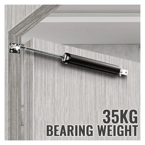Automatic Door Closer 35kg Heavy Duty Aluminum Alloy with Soft Close Adjustable Speed attached to wood door frame