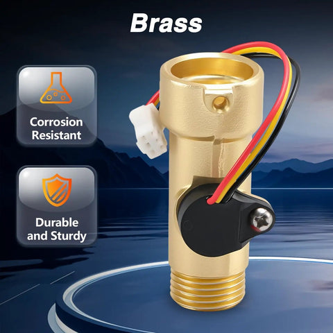 RV Tankless Water Heater Flow Sensor Replacement For Girard GSWH2 And 2GWH24, brass sensor with wires
