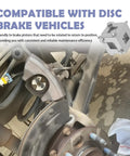 Six-Side In One Car Brake Caliper Compression Tool with Three Eighths Inch Square Drive installed on vehicle brakes