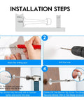 Installation steps for 3 Inch Door Stopper Eight Pack Heavy Duty Solid Zinc Alloy Door Stops With Plastic Tip for wall and door protection.