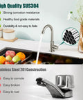 Slick Single Handle Gooseneck Bar Sink Faucet Finished In Brushed Nickel And Built From Commercial Grade SUS304 Stainless Steel with spout.