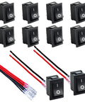 Mini 12V 20A SPST Rocker Switch For Automotive And DIY Projects Pre Wired Black KCD1 Two Pin On Off Toggle Pack Of 10