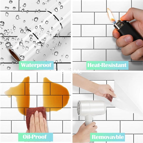 Easy Peel And Stick Subway Tile Backsplash Wallpaper For Kitchen, Bathroom, And Laundry Room, Waterproof And Oilproof White Brick Pattern