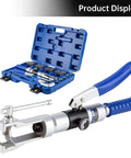 Pro Grade Handheld Hydraulic Flaring Tool Kit For 3/16 To 7/8 Inch Copper Tubing With Swaging Tools, showcasing included case and tool.